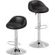 Arvika Swivel Stool with Backrest, Height Adjustable (Black, Faux Leather)